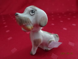 Aquincum porcelain figural statue, tiny dog with moving head, height 6.5 cm. He has!
