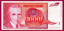 0031 --- Külföldi pénzek:  1992 Jugoszlávia 1 000 dinár