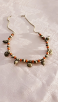Alpaca necklace with original coral stones