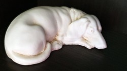 Antik, bisquit, fehér , porcelán kutya.