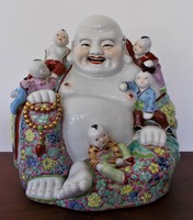 Nagyméretű, kínai porcelán "Boldogság Buddha"