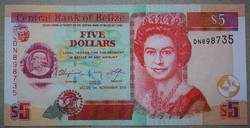 Belize 5 dollár 2011 UNC