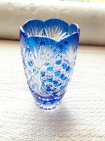 Kék kristály váza 22 cm magas