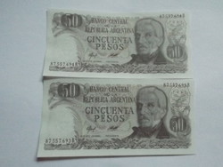 Unc 50 Pesos Argentína 1978  !! Sorszámkövető !!
