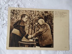 Vintage fotólap, propaganda fotó Rákosi Mátyás, Gál Károly esperes