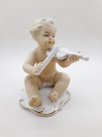 Schaubach Kunst porcelán kisfiú hegedűvel