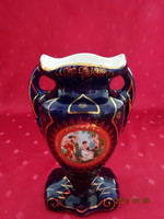 Alt wien German porcelain, antique, cobalt blue vase with a picture depicting a scene. He has!