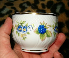 Hollóháza  kis váza vagy tál nagyon szép kék virágos minta porcelán hollóházi arany szín szélű