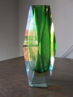 Muranoi üvegváza "Sommerso csiszolással" nagyon ritka szép zöld színű
