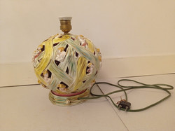 Antik jelzés nélküli Capo di monte porcelán sokalakos lámpa régi vezetékezéssel   4213