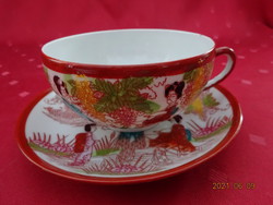 Japanese porcelain teacup + placemat, eggshell thin the cup. He has!