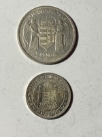 5 pengő 1930 - ezüst és 2 pengő 1929 - ezüst
