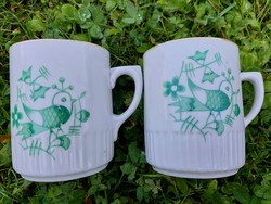 Pair of Zsolnay bird-patterned ham rare mugs 2 pcs