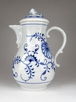 1E549 Antik Meisseni porcelán kék fehér hagymamintás teáskancsó 23.5 cm