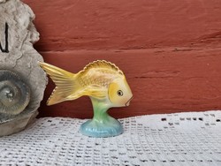 Ritka sárga  színű Hollóházi porcelán hal, Gyűjtői,   nosztalgia darab .