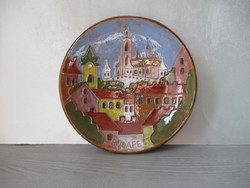 Beautiful artistic wall bowl (24.5 cm), created by Katalin Maurer