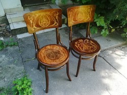 Restaurált Antik Intarziás Debreceni Thonet székek Párban!