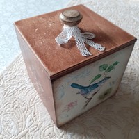 Blue bird in vintage wooden box