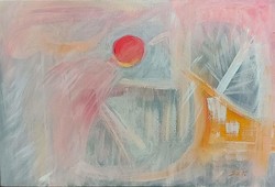 Szabó Kata: "Álom" abstract  akril festmény, feszített vászon,  40 x 60 cm, szignózott