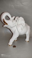 Forma Royal Dux jelzés nélkül aranyozott festésű nagy méretű porcelán elefánt szobor