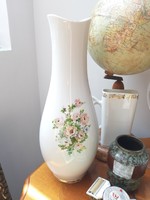 Hatalmas tearózsa virágmintás hollóházi porcelán váza