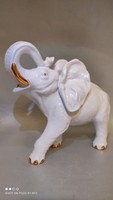 FILLÉREKÉRT !!!! Forma Royal Dux jelzés nélkül aranyozott élethű nagy méretű porcelán elefánt szobor