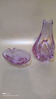 Together is favorable!! Zelezny brod sklo alexandrite Czech glass vase + ash candy tray in one