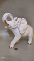 MOST ÉRDEMES!!!! Forma Royal Dux jelzés nélkül aranyozott festés nagy méretű porcelán elefánt szobor