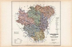 Sáros vármegye térkép 1904, megye, Nagy - Magyarország, eredeti, Kogutowicz Manó, atlasz