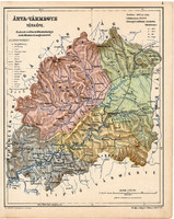 Árva vármegye térkép 1904, megye, Nagy - Magyarország, eredeti, Kogutowicz Manó, atlasz