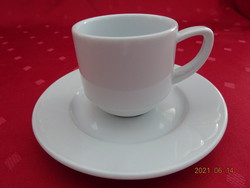 Lowland porcelain, white coffee cup + placemat. He has!