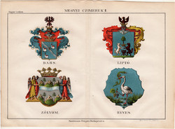 Megyei címerek II., színes nyomat 1885, Magyar Lexikon, Rautmann Frigyes, címer, megye, Bars, Heves