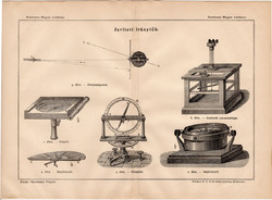 Javított iránytűk, egyszín nyomat 1885, Magyar Lexikon, Rautmann Frigyes, iránytű, csavarmérleg