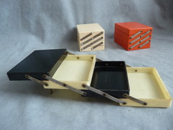 3 db art deco bakelit dobozka tűtartó ékszertartó bakelit doboz mini varródoboz 40 es évek