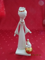 Aquincum porcelain figural statue of a princess with a frog, height 21 cm. He has!