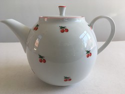 Régi, retro, vintage Alföldi porcelán cseresznyés, cseresznye mintás teáskanna