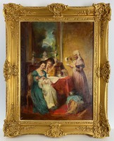 Teljes hagyaték aukción! Rottmann Mozart (1874-1960) olaj,vászon nagy festmény Gyönyörű 1 Ft-ról!