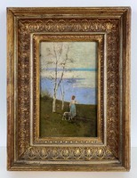 Teljes hagyaték aukción! Tölgyessy Artúr (1853-1920) olaj,fa festmény Gyönyörű 1 Ft-ról!