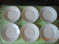 Zsolnay barokk, fehér lapos tányér 6 db
