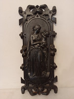 Antique classicist cast iron plaque leucothoe of the white greek goddess 4233
