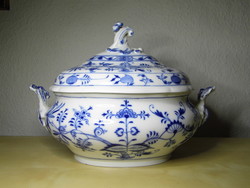 Meisseni porcelán hagymamintás nagy leveses tál 1850 körül hibátlan állapotban!