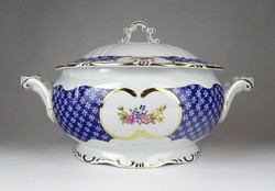 1F046 Régi hibátlan Marie Antoinette mintás Zsolnay porcelán levesestál