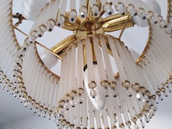 Brass - with sandblasted pendants - ceiling chandelier