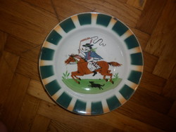 Antik fajansz lovas csikós fali tányér