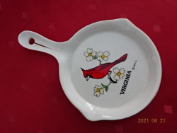 Japanese porcelain, spout with handle, red bird, diameter 11.7 cm. He has!
