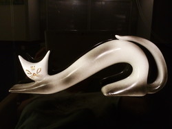 Régi Titov Veles art deco porcelán macska /cica nagyobb méretű