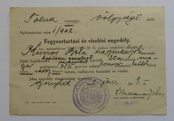 Fegyvertartási engedély 1942-ből