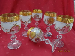 Set of six-piece bohemia Czechoslovakian lead crystal glassware with gilded decoration. He has!