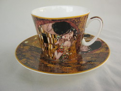 Klimt Csók mintás porcelán csésze és tányér