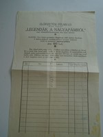 G2021.62  Kiss József  -Legendák a Nagyapámról  kötetére való felirtakozási lap  1926